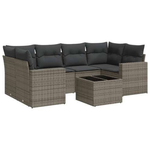 Vrtna garnitura - 7-dijelni set vrtnih sofa sivi od poliratana - Siva 1 Cijena