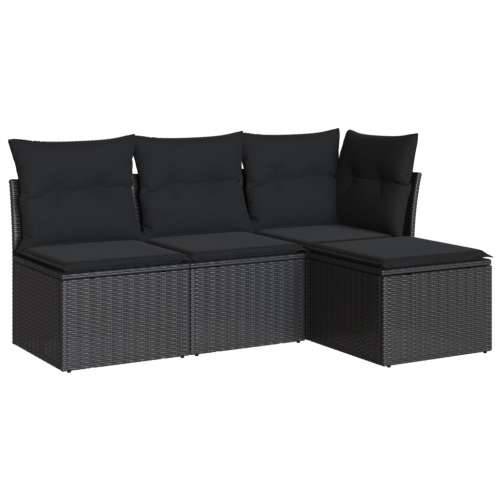 Vrtna garnitura - 4-dijelni set vrtnih sofa od poliratana s jastucima crni - Crna Bez stola 1 Cijena