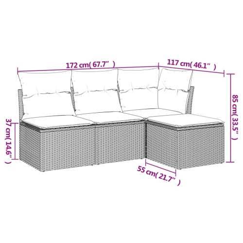 Vrtna garnitura - 4-dijelni set vrtnih sofa od poliratana s jastucima crni - Crna Bez stola 1 Cijena