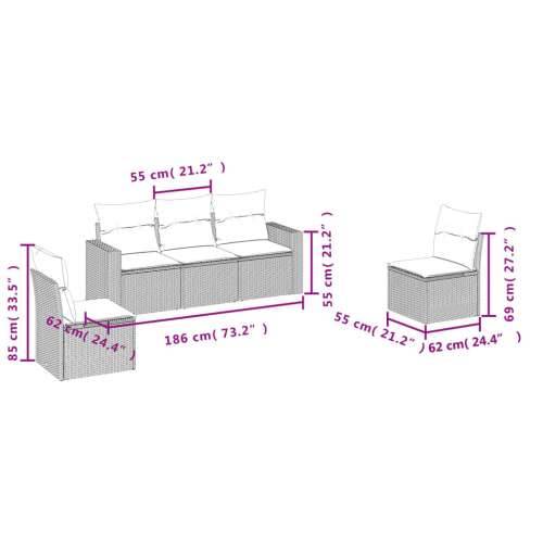 5-dijelni vrtni set sofa s jastucima bež od poliratana - bež i krem Bez stola 1 Cijena