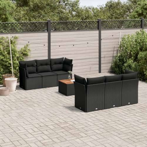 Vrtna garnitura - 7-dijelni set vrtnih sofa od poliratana s jastucima crni - Crna 1 Cijena