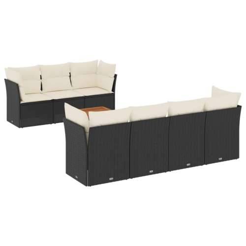 Vrtna garnitura - 8-dijelni set vrtnih sofa od poliratana s jastucima crni - Crna i krem stol + 4x kutna + 3x srednja 1 Cijena