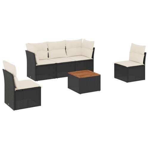 Vrtna garnitura - 5-dijelni set vrtnih sofa s jastucima crni od poliratana Crna i krem 1 Cijena
