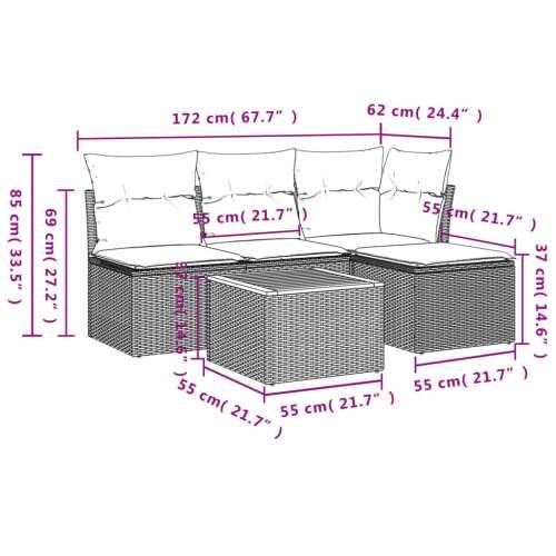 5-dijelni vrtni set sofa s jastucima bež od poliratana - bež i siva 1 Cijena