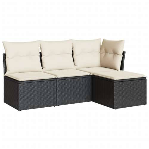 Vrtna garnitura - 4-dijelni set vrtnih sofa od poliratana s jastucima crni - Crna i krem Bez stola 1 Cijena