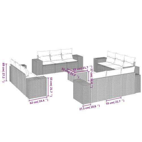 Vrtna garnitura - 13-dijelni set vrtnih sofa s jastucima poliratan Bež - bež i siva 1 Cijena