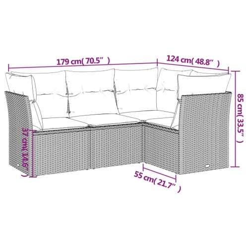 Vrtna garnitura - 4-dijelni set vrtnih sofa od poliratana s jastucima crni - Crna i krem Bez stola 1 Cijena