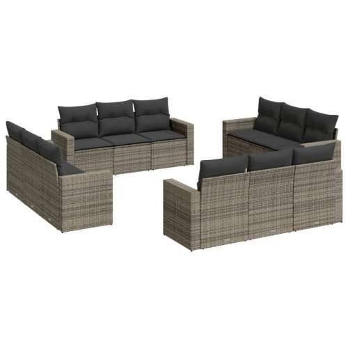 Vrtna garnitura - 12-dijelni set vrtnih sofa od poliratana s jastucima sivi - Siva Bez stola 1 Cijena