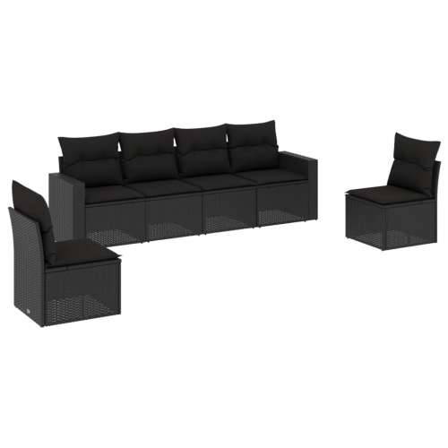 Vrtna garnitura - 6-dijelni set vrtnih sofa s jastucima crni od poliratana - Crna Bez stola 1 Cijena