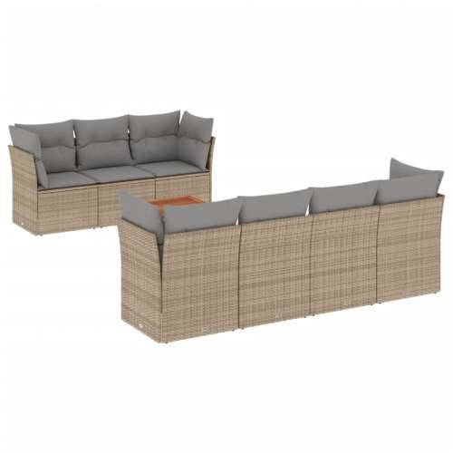 Vrtna garnitura - 8-dijelni set vrtnih sofa od poliratana s jastucima bež - bež i siva stol + 4x kutna + 3x srednja 1 Cijena