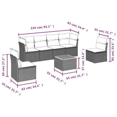 Vrtna garnitura - 7-dijelni set vrtnih sofa od poliratana s jastucima bež - Bež 4x srednja + stol + 2x kutna 1 Cijena