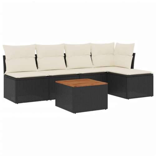 Vrtna garnitura - 6-dijelni set vrtnih sofa s jastucima crni od poliratana - Crna i krem 1 Cijena