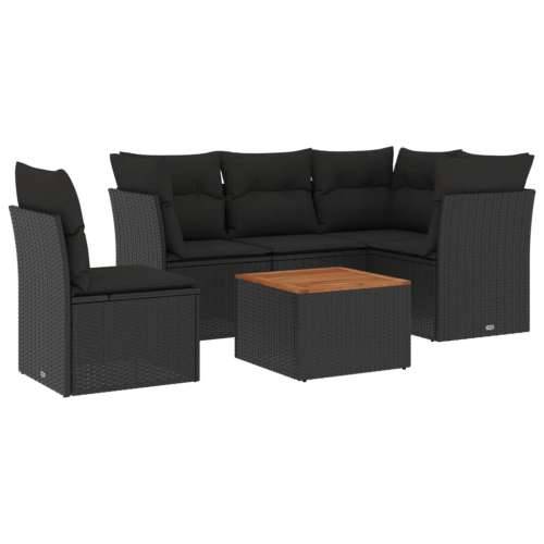 Vrtna garnitura - 6-dijelni set vrtnih sofa s jastucima crni od poliratana - Crna 2x middle + table + 3x corner 1 Cijena