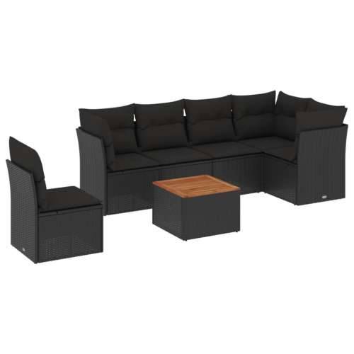 Vrtna garnitura - 7-dijelni set vrtnih sofa od poliratana s jastucima crni - Crna 3x srednja + stol + 3x kutna 1 Cijena