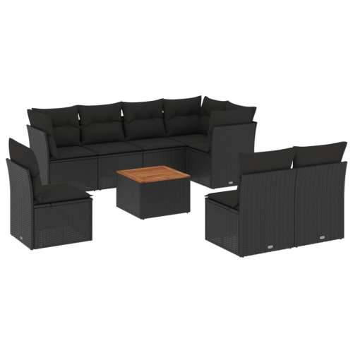 Vrtna garnitura - 9-dijelni set vrtnih sofa s jastucima crni od poliratana - Crna 1 Cijena