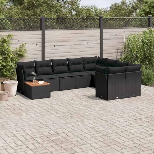 Vrtna garnitura - 10-dijelni set vrtnih sofa s jastucima crni od poliratana - Crna 4x kutna + stol + 5x srednja 1 Cijena