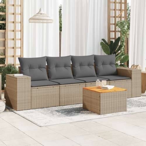 5-dijelni vrtni set sofa s jastucima bež od poliratana - bež i siva 1 Cijena