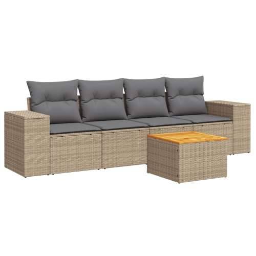 5-dijelni vrtni set sofa s jastucima bež od poliratana - bež i siva 1 Cijena