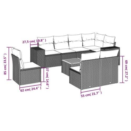 Vrtna garnitura - 9-dijelni set vrtnih sofa s jastucima crni od poliratana - Crna 1 Cijena