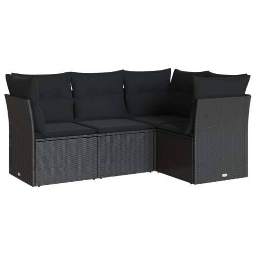 Vrtna garnitura - 4-dijelni set vrtnih sofa od poliratana s jastucima crni - Crna Bez stola 1 Cijena