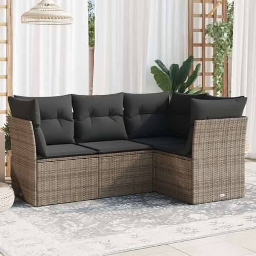 Vrtna garnitura - 4-dijelni set vrtnih sofa od poliratana s jastucima sivi - Siva Bez stola 1 Cijena