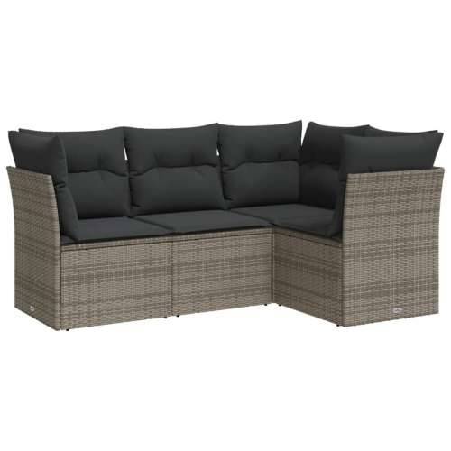 Vrtna garnitura - 4-dijelni set vrtnih sofa od poliratana s jastucima sivi - Siva Bez stola 1 Cijena