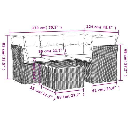 5-dijelni vrtni set sofa s jastucima bež od poliratana - bež i krem 1 Cijena