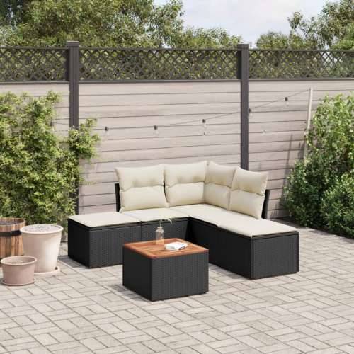 Vrtna garnitura - 6-dijelni set vrtnih sofa s jastucima crni od poliratana - Crna i krem 1 Cijena