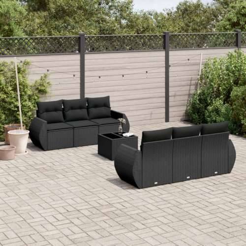 Vrtna garnitura - 7-dijelni set vrtnih sofa od poliratana s jastucima crni - Crna 1 Cijena