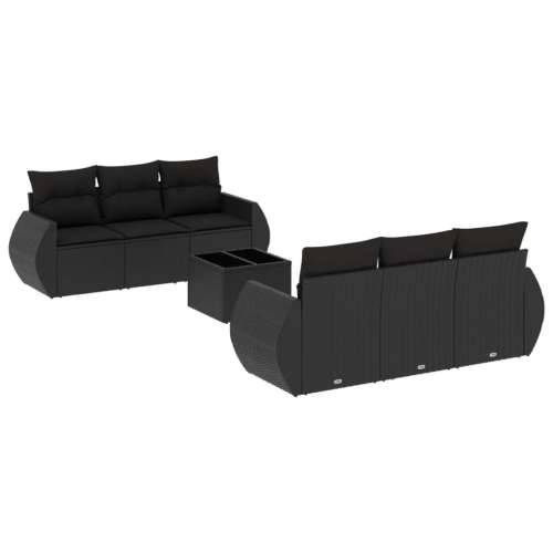 Vrtna garnitura - 7-dijelni set vrtnih sofa od poliratana s jastucima crni - Crna 1 Cijena