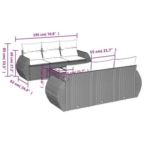 Vrtna garnitura - 7-dijelni set vrtnih sofa od poliratana s jastucima crni - Crna 1 Cijena