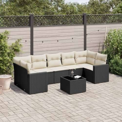 Vrtna garnitura - 8-dijelni set vrtnih sofa od poliratana s jastucima crni - Crna i krem 1 Cijena