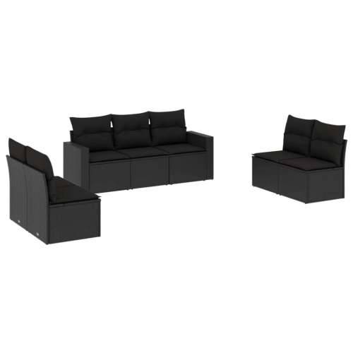 Vrtna garnitura - 7-dijelni set vrtnih sofa od poliratana s jastucima crni - Crna Bez stola 1 Cijena