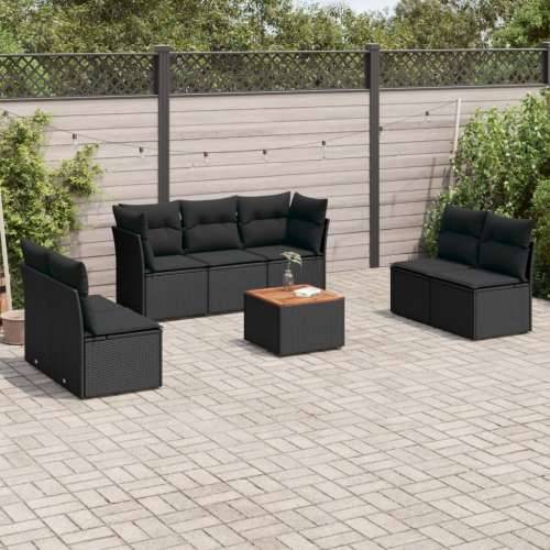 Vrtna garnitura - 8-dijelni set vrtnih sofa od poliratana s jastucima crni - Crna 5x srednja + stol + 2x kutna 1 Cijena