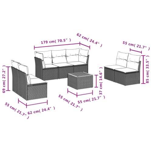 Vrtna garnitura - 8-dijelni set vrtnih sofa od poliratana s jastucima sivi - Siva 5x srednja + stol + 2x kutna 1 Cijena