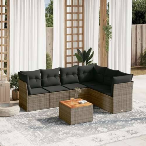 Vrtna garnitura - 7-dijelni set vrtnih sofa sivi od poliratana - Siva 3x kutna + stol + 3x srednja 1 Cijena