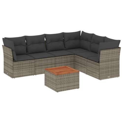 Vrtna garnitura - 7-dijelni set vrtnih sofa sivi od poliratana - Siva 3x kutna + stol + 3x srednja 1 Cijena