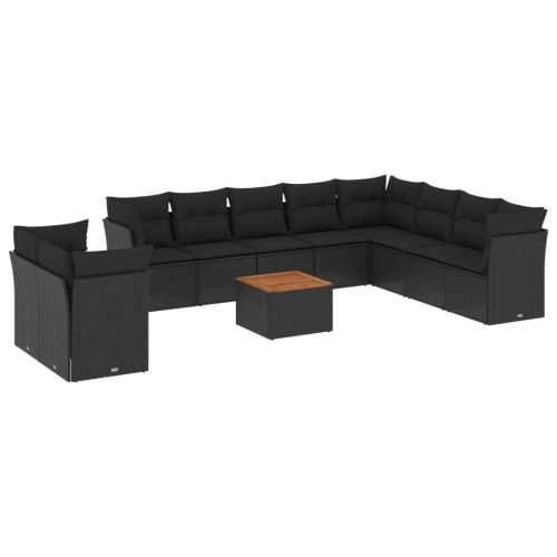 Vrtna garnitura - 11-dijelni set vrtnih sofa od poliratana s jastucima crni - Crna 1 Cijena
