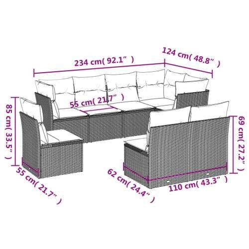 Vrtna garnitura - 8-dijelni set vrtnih sofa od poliratana s jastucima crni - Crna Bez stola 1 Cijena