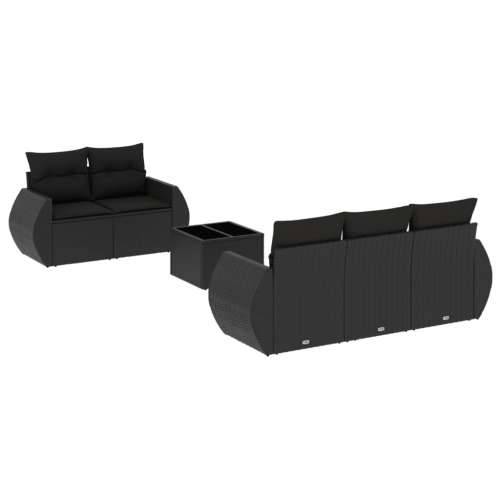 Vrtna garnitura - 6-dijelni set vrtnih sofa s jastucima crni od poliratana - Crna 1 Cijena