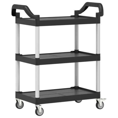 Kolica s 3 razine crna 81 x 41 x 92 cm aluminijska - Crna 81 x 41 x 92 cm Cijena