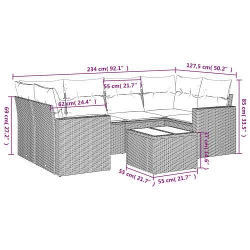 Vrtna garnitura - 7-dijelni set vrtnih sofa od poliratana s jastucima crni - Crna 1 Cijena