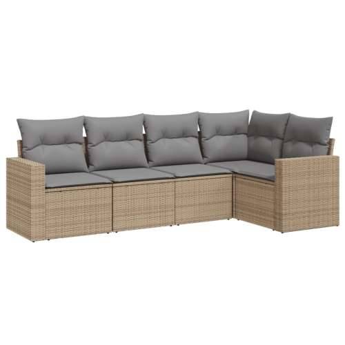 5-dijelni vrtni set sofa s jastucima bež od poliratana - bež i siva 1 Bez stola Cijena
