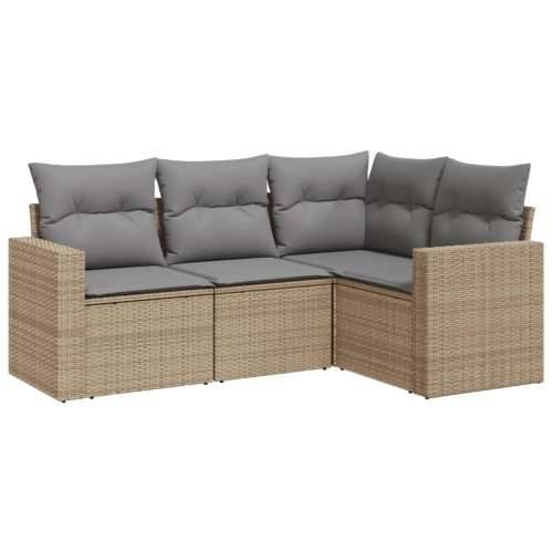Vrtna garnitura - 4-dijelni set vrtnih sofa s jastucima bež od poliratana - bež i siva 1 Bez stola Cijena