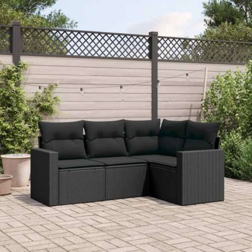 Vrtna garnitura - 4-dijelni set vrtnih sofa od poliratana s jastucima crni - Crna 1 Bez stola Cijena