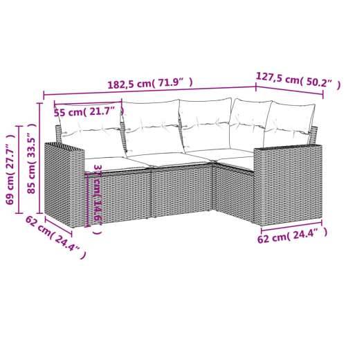 Vrtna garnitura - 4-dijelni set vrtnih sofa od poliratana s jastucima crni - Crna 1 Bez stola Cijena