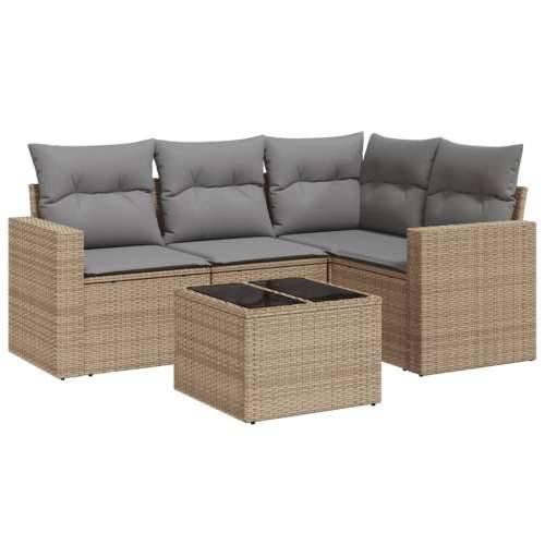 5-dijelni vrtni set sofa s jastucima bež od poliratana - bež i siva 1 Sa stolom Cijena