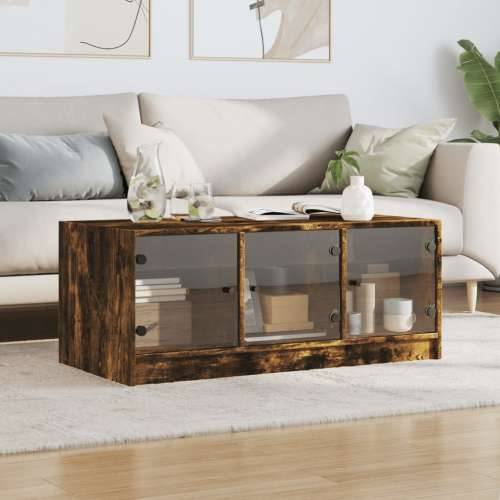 Stolić za kavu sa staklenim vratima boja hrasta 102x50x42 cm - Dimljeni hrast 1 Cijena