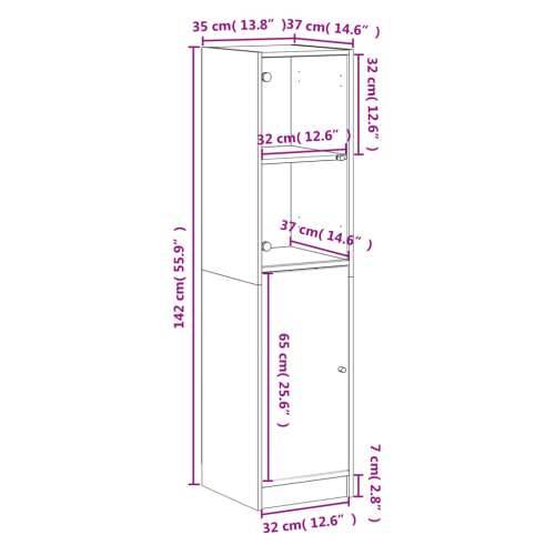 Visoka komoda sa staklenim vratima bijela 35 x 37 x 142 cm Bijela 1 Cijena