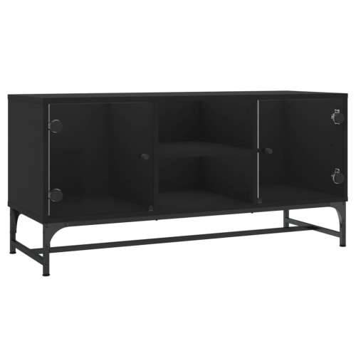 TV ormarić sa staklenim vratima crni 102 x 37 x 50 cm - Crna 1 Cijena